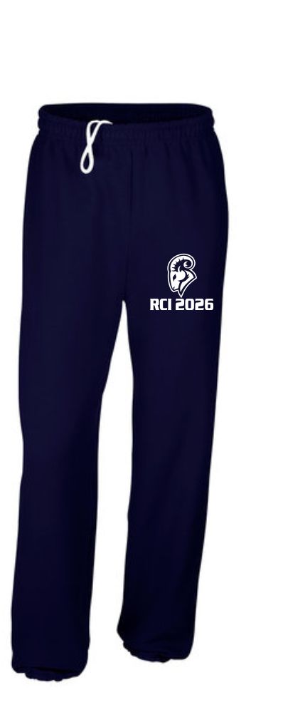 #7- Navy Gildan Sweatpants- Printed
