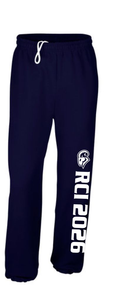 #5- Navy Gildan Sweatpants- Printed